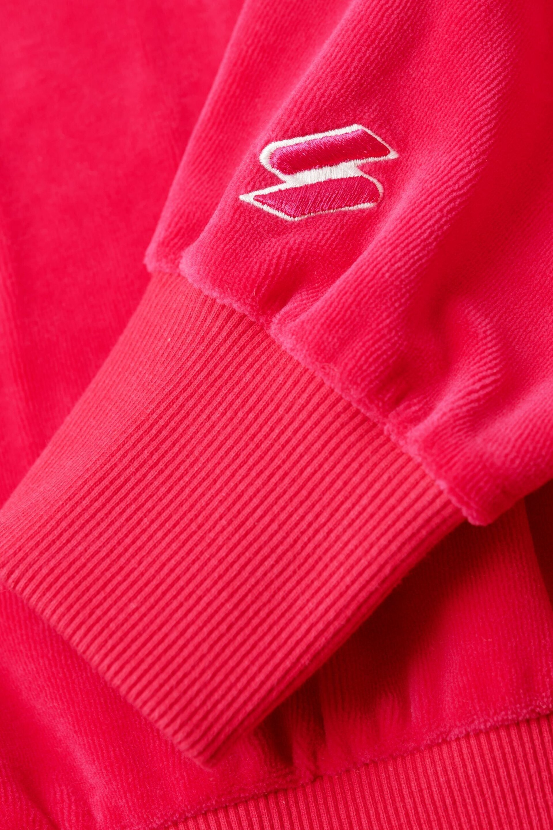 SUPERDRY Pink SUPERDRY Velour Graphic Boxy Crew Sweatshirt - Image 6 of 6