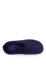 Totes Navy Isotoner Popcorn Terry Mules Slippers - Image 4 of 5