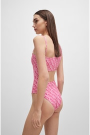 HUGO Pink Logo Print Cut Out One Shoulder Swimsuit - Image 4 of 5