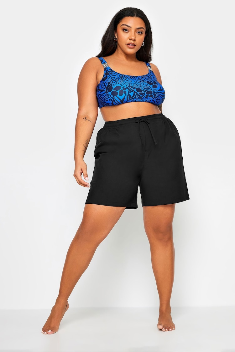 Yours Curve Black Drawstring Swim Shorts - Image 2 of 5