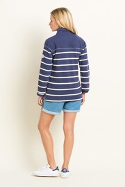 Brakeburn Blue Navy Stripe Quarter Zip Sweatshirt - Image 2 of 5