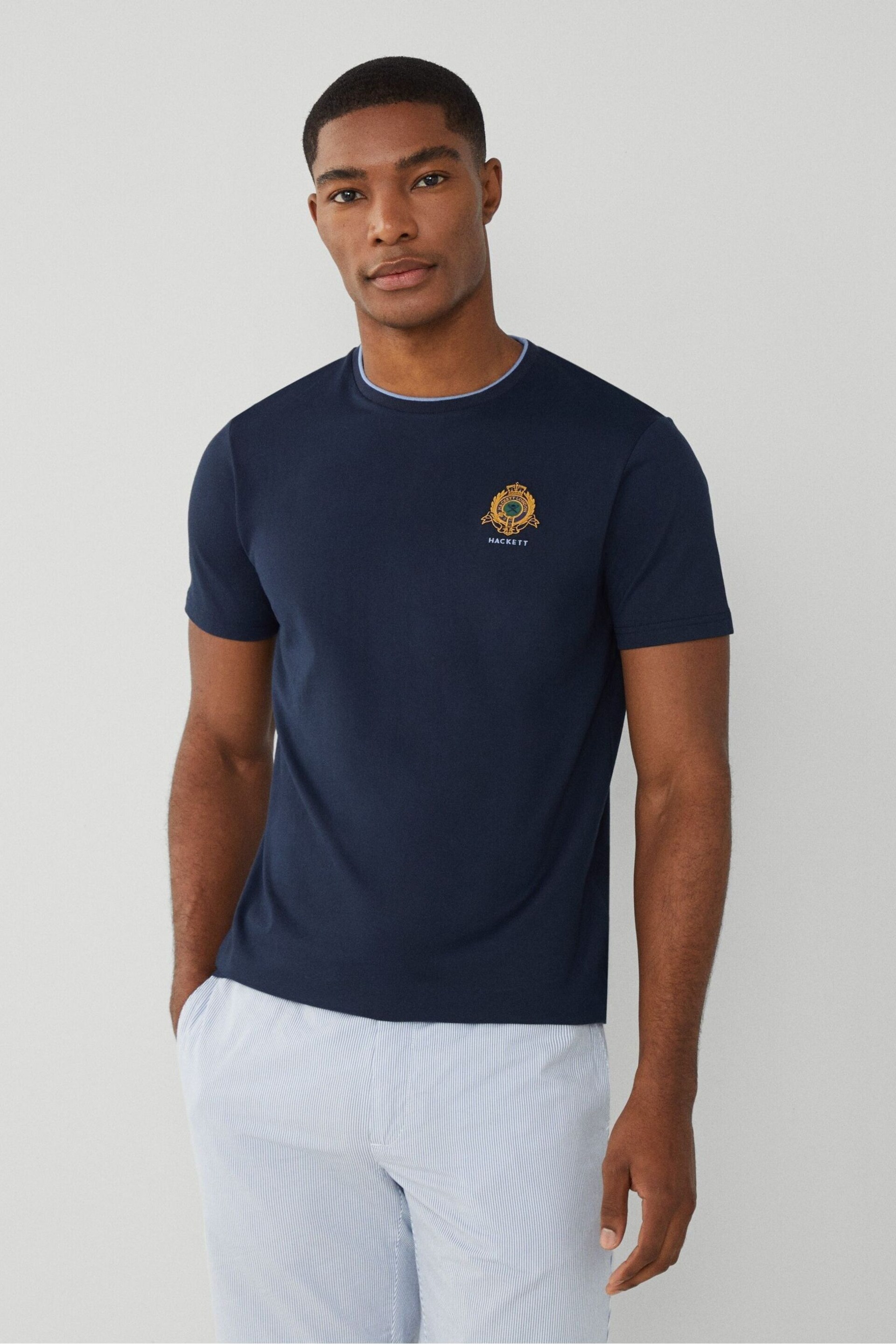 Hackett London Men Blue Short Sleeve T-Shirt - Image 1 of 8