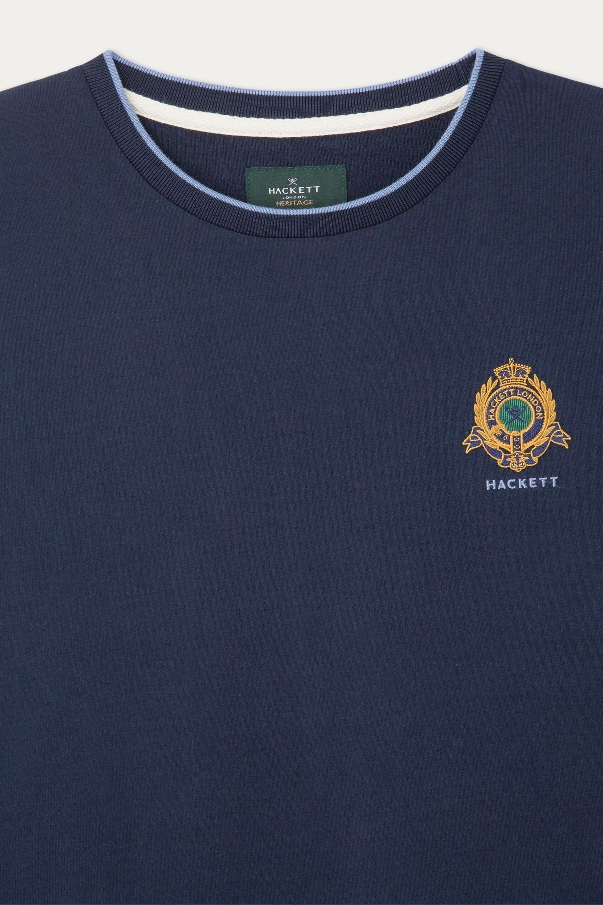 Hackett London Men Blue Short Sleeve T-Shirt - Image 8 of 8