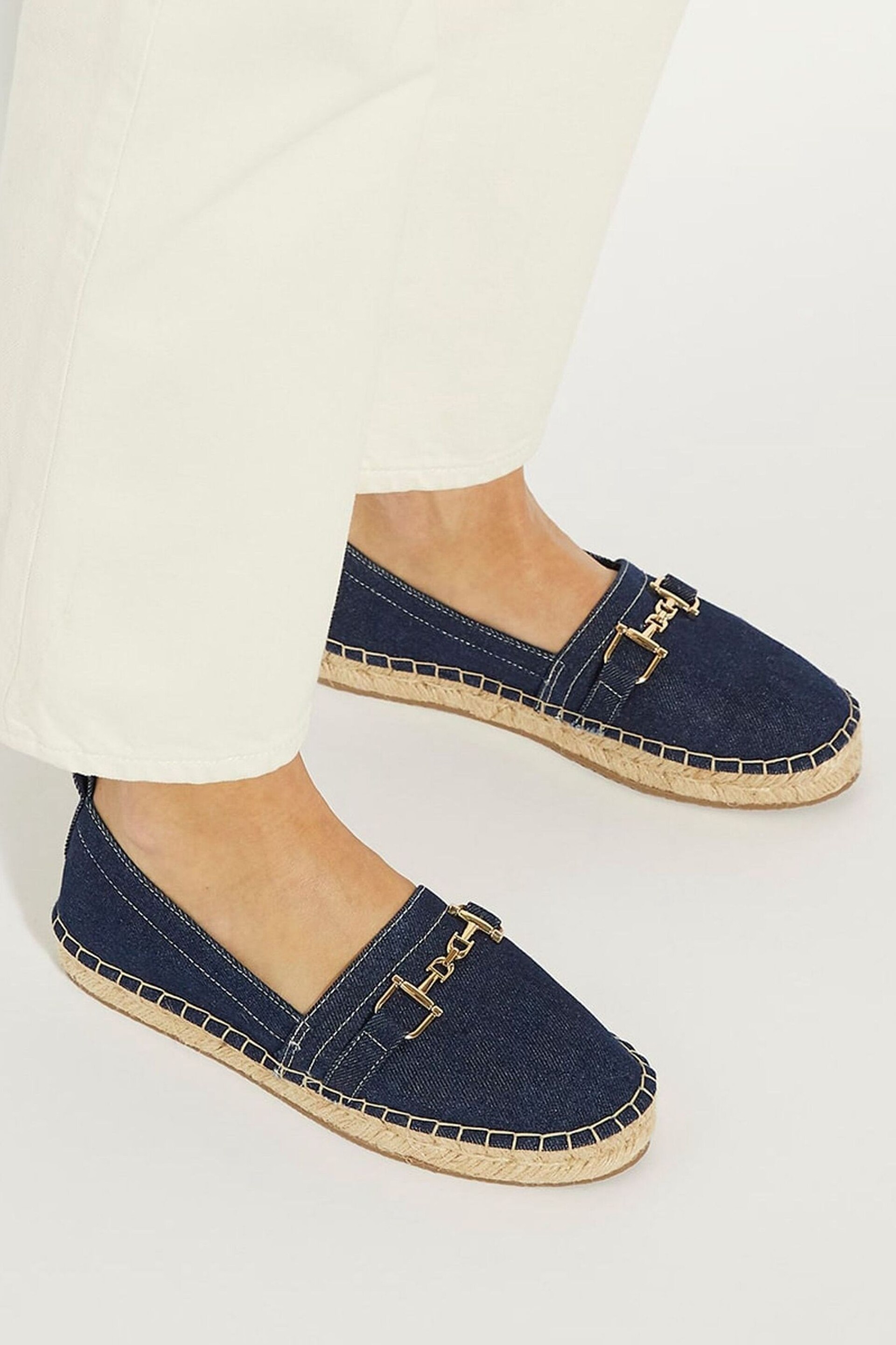 Dune London Blue Gellato Snaffle Trim Espadrilles - Image 1 of 6