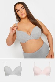 Yours Curve Grey Lace Trim Padded Bra 2 Pack - Image 1 of 5