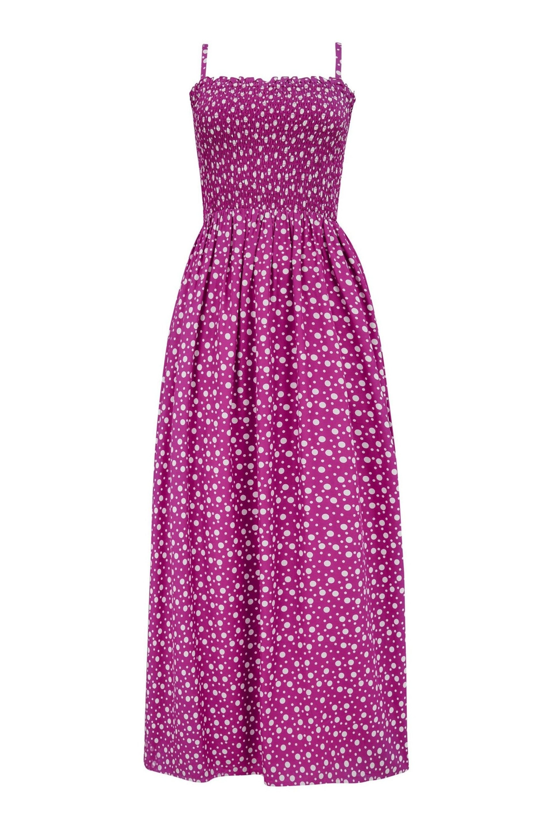 Pour Moi Purple Strapless Shirred Bodice Maxi Beach Dress - Image 3 of 4