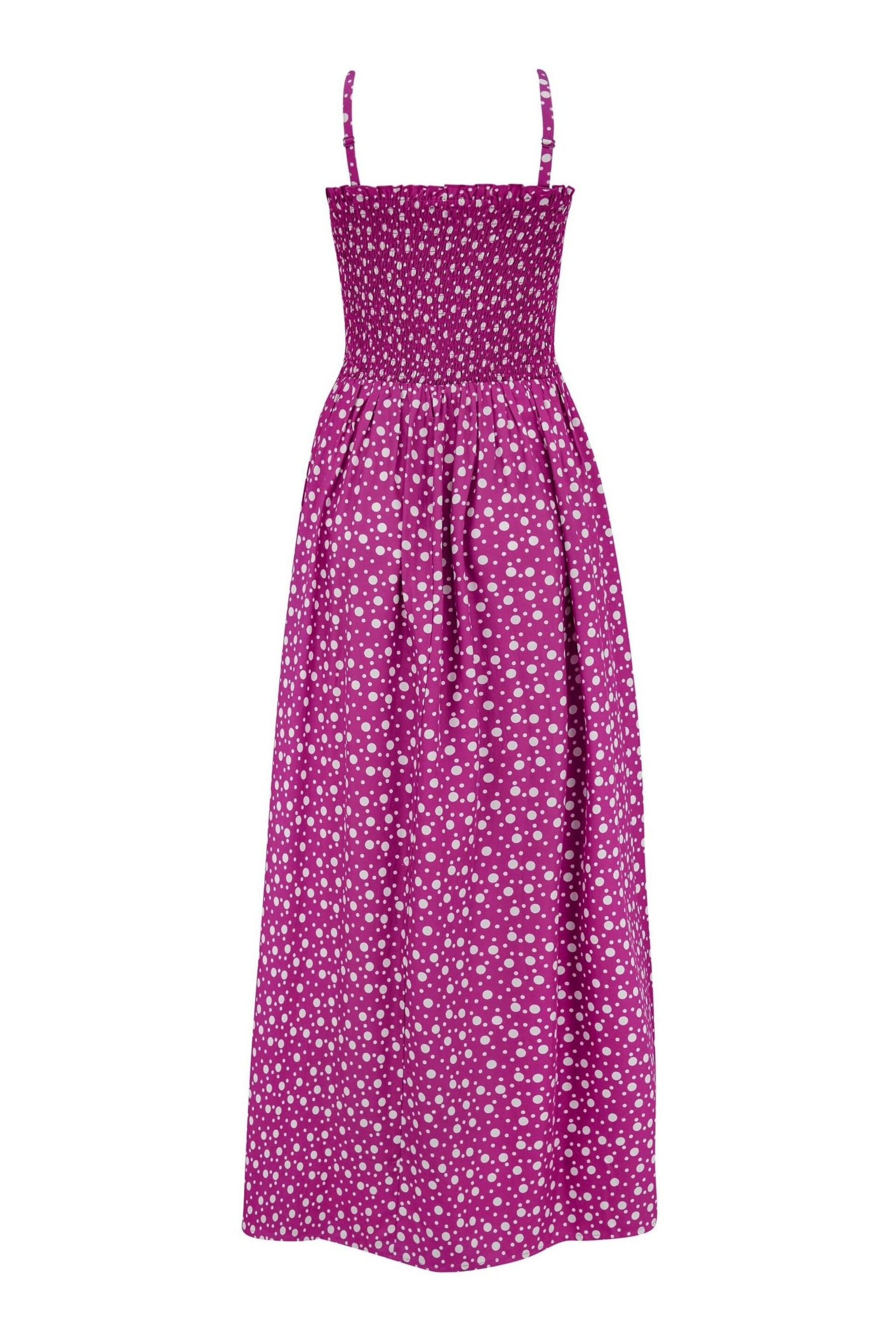 Pour Moi Purple Spot Strapless Shirred Bodice Maxi Beach Dress - Image 4 of 4