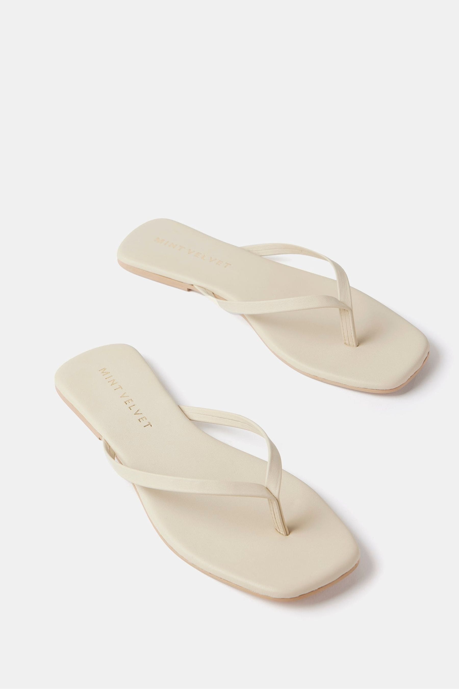 Buy Mint Velvet Cream Leather Flip Flops from Next Luxembourg