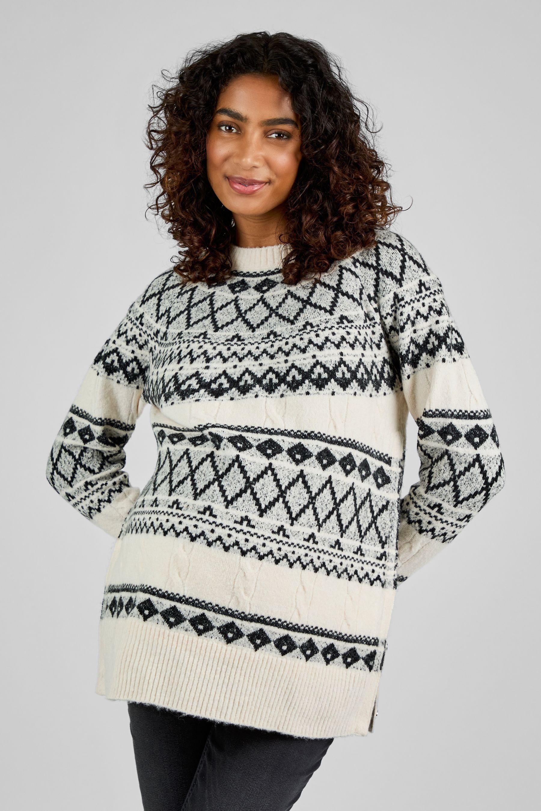 Buy JoJo Maman Bebe Cream Black Fair Isle Maternity Nursing Jumper from Next Luxembourg