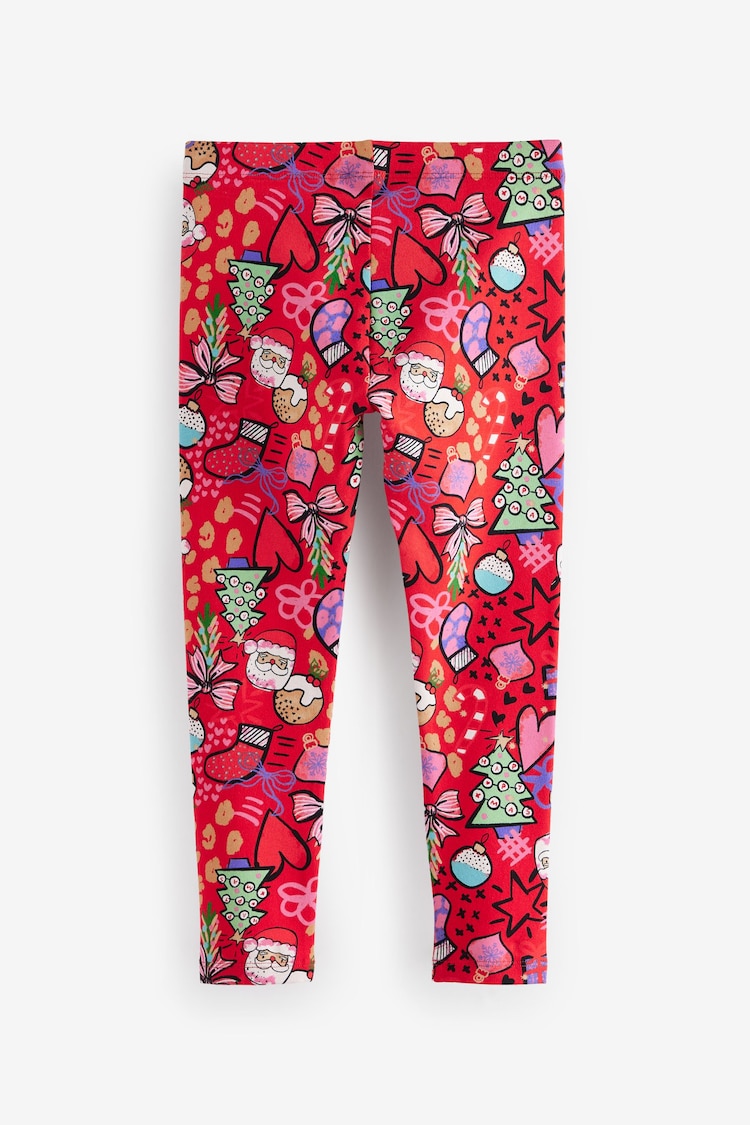 Red Christmas Printed Leggings (3-16yrs) - Image 2 of 4