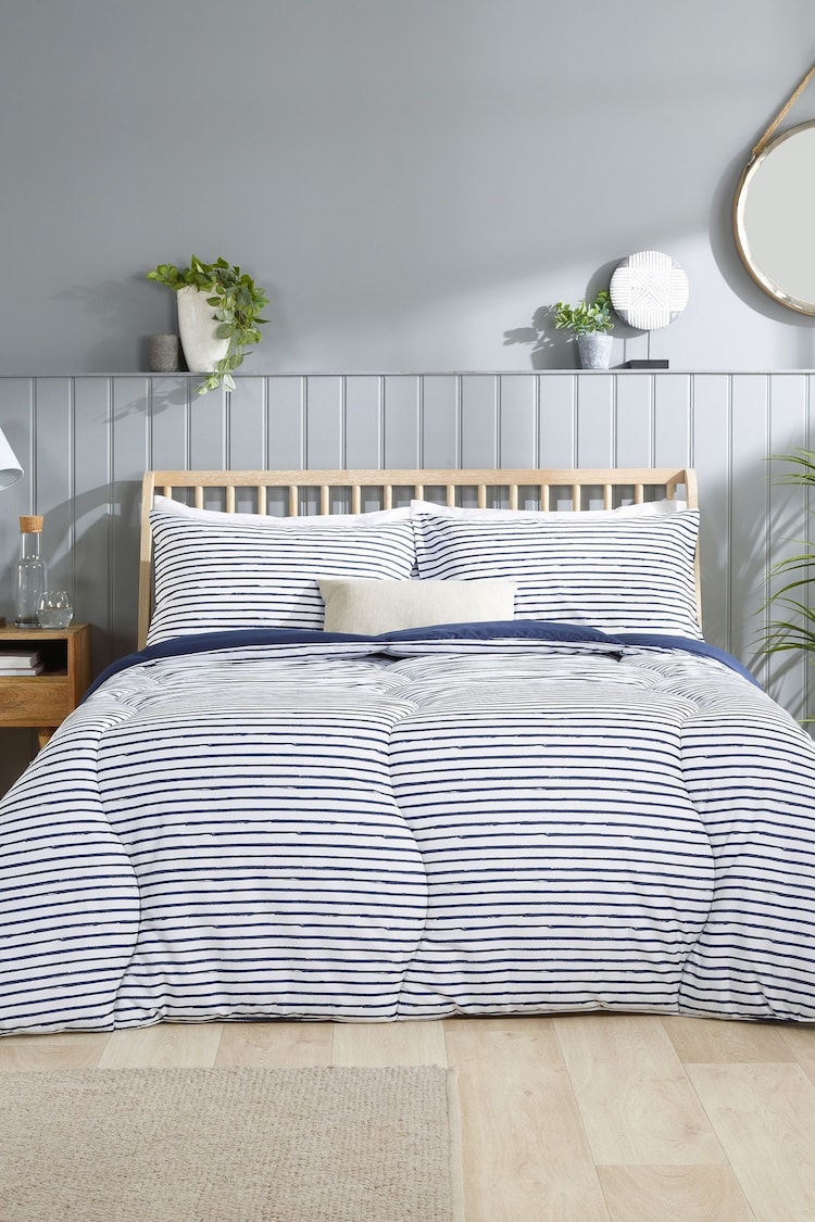 Slumberdown Navy Coverless Comfort Printed Stripe Duvet - Image 1 of 8