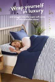 Slumberdown Navy Coverless Comfort Printed Stripe Duvet - Image 4 of 8