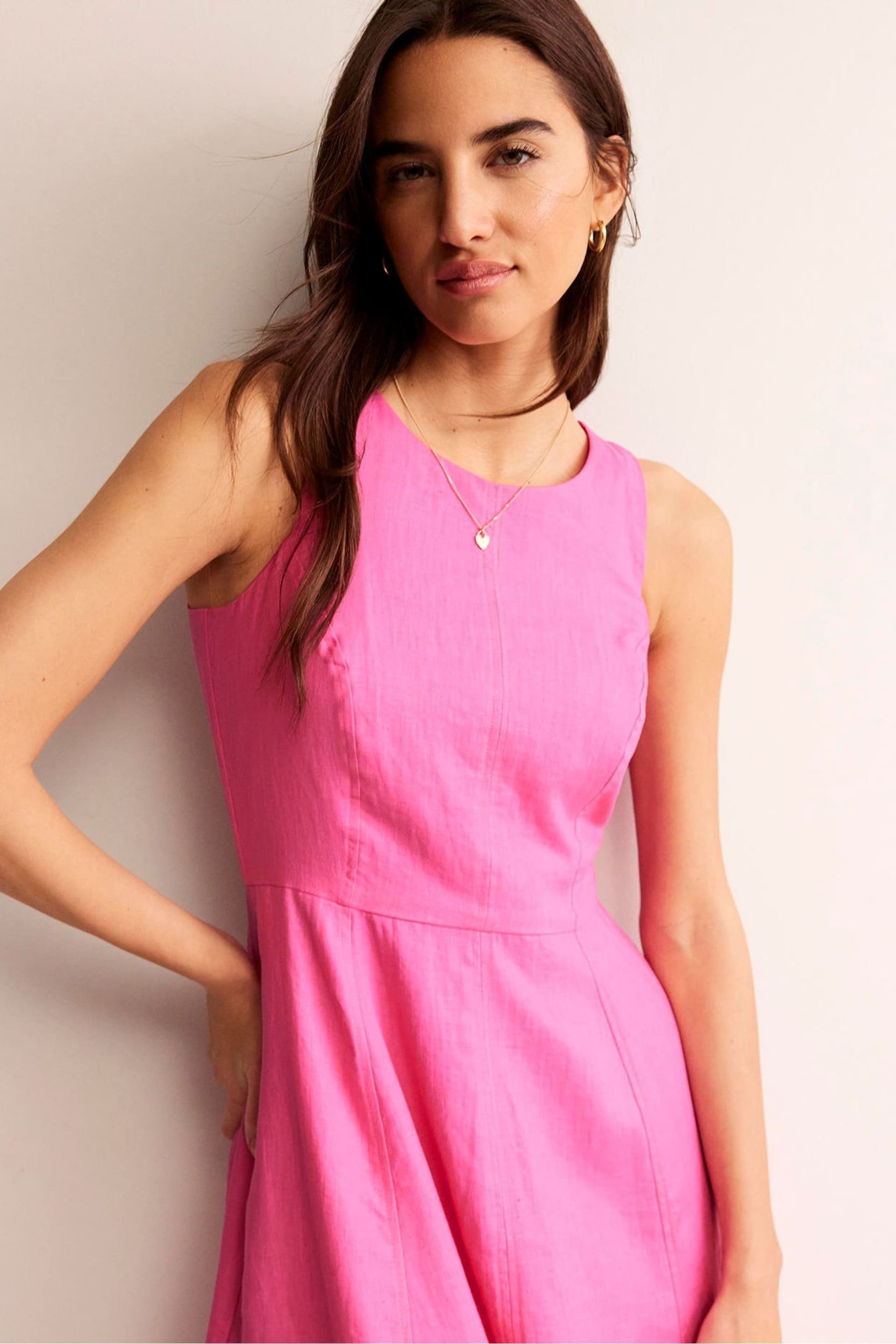 Boden Pink Carla Linen Midi Dress - Image 2 of 5