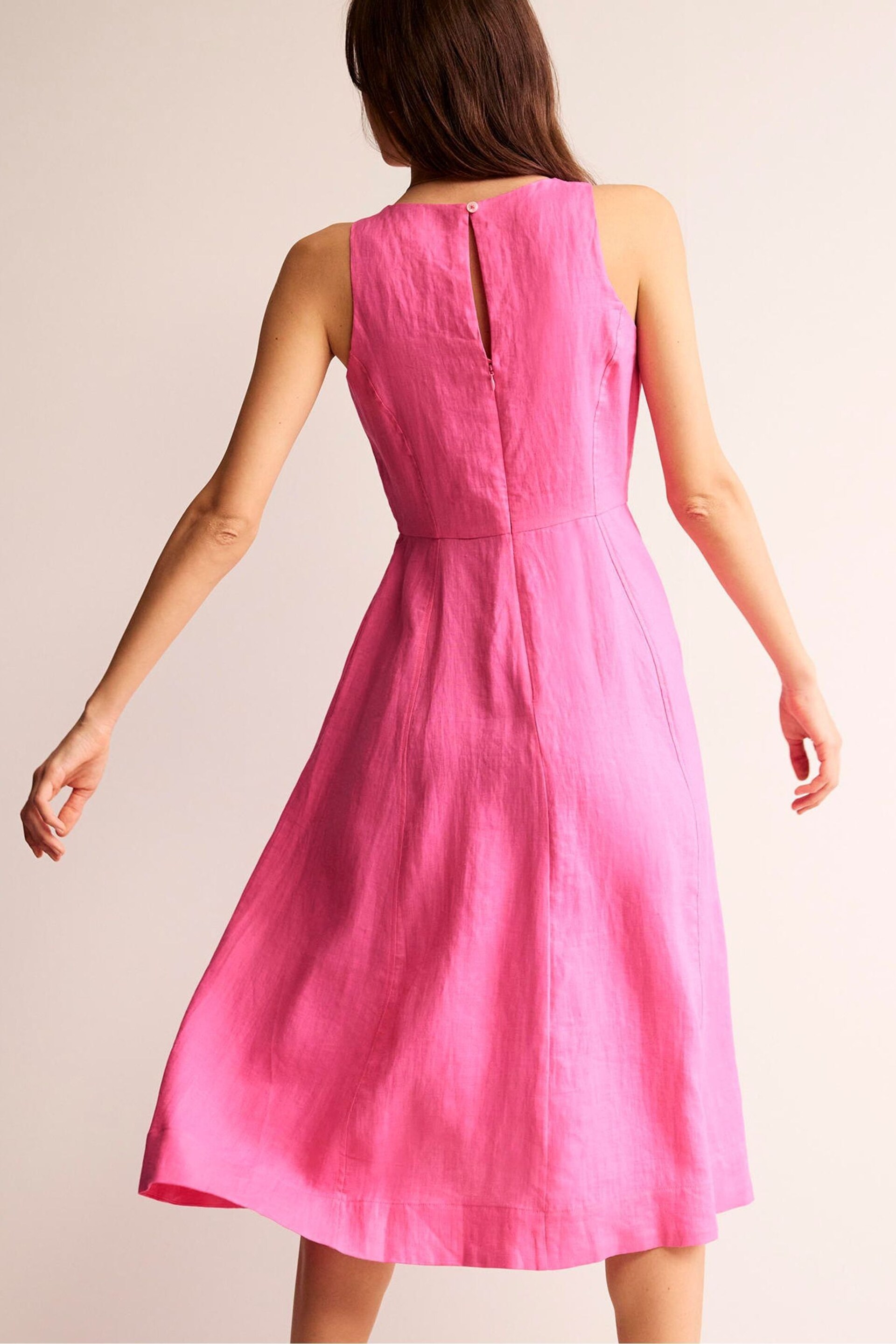 Boden Pink Carla Linen Midi Dress - Image 3 of 5