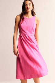 Boden Pink Carla Linen Midi Dress - Image 4 of 5