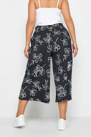 Yours Curve Black Leaf Print Wide Leg Trousers - Image 3 of 4