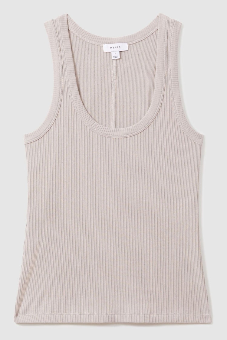 Reiss Mink Elle Ribbed Cotton Blend Vest - Image 2 of 5