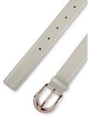 BOSS White Italian-Leather Belt With Logo-Engraved Buckle - Image 1 of 4