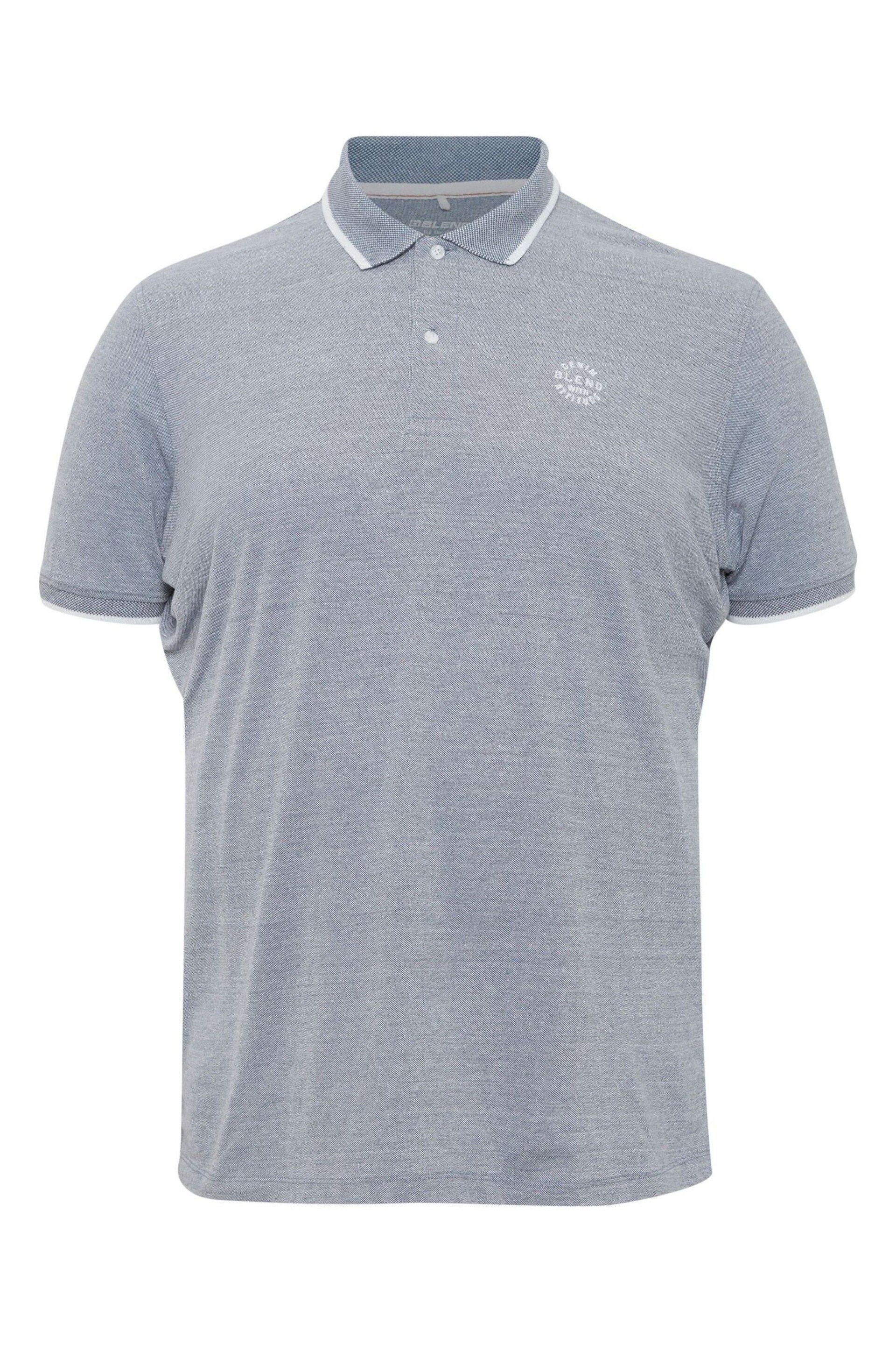 Blend Blue Pique Short Sleeve Polo Shirt - Image 5 of 5