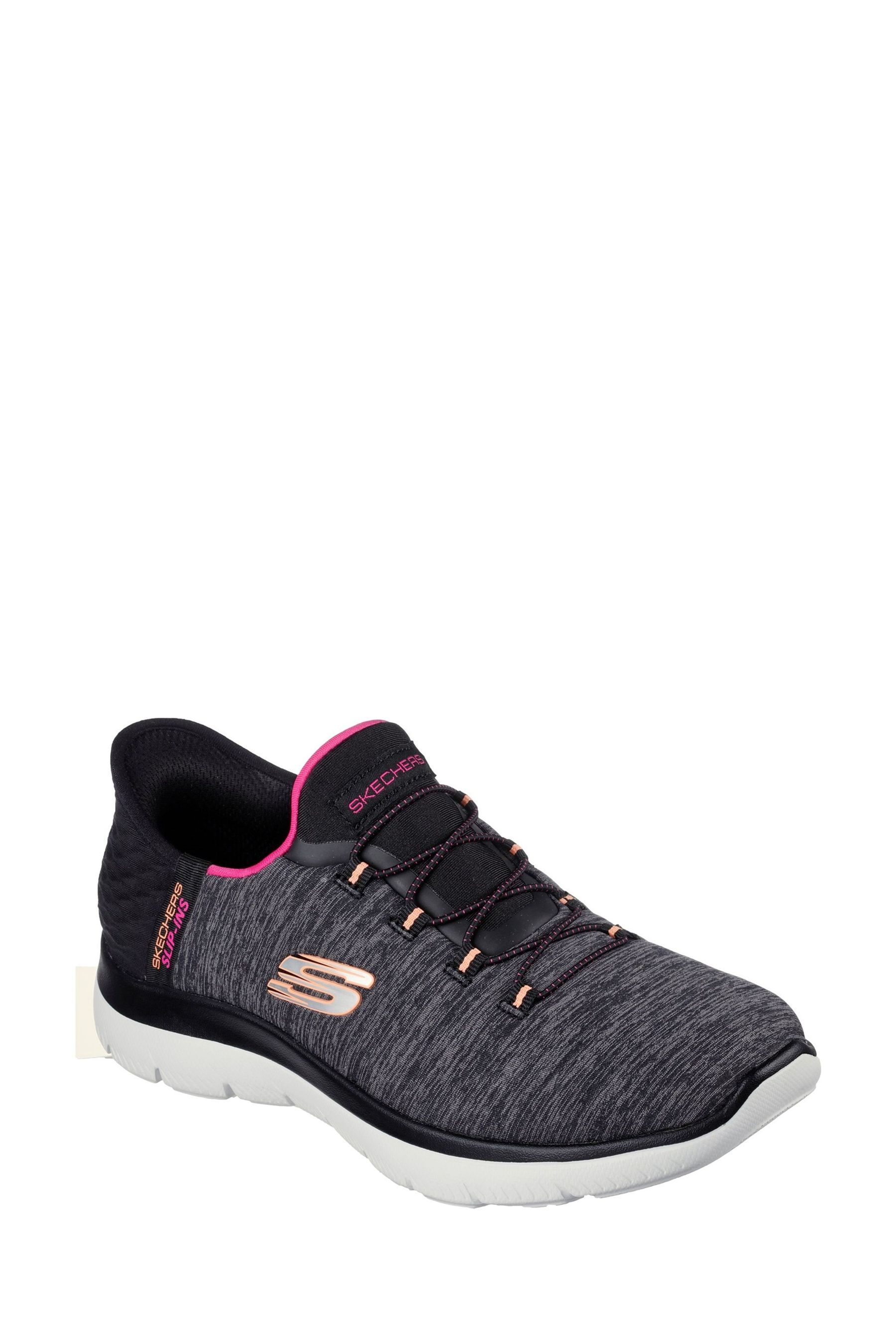 Skechers black and pink trainers outlet