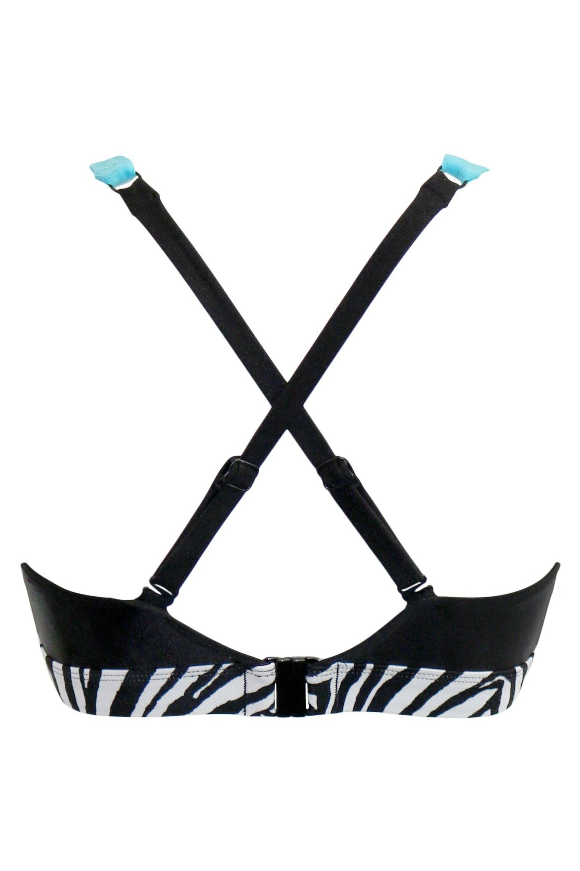 Pour Moi Black & Blue Zebra Print Palm Springs Colour Block Non Wired Top - Image 4 of 4