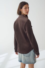 Chocolate Brown Long Sleeve Corduroy Shirt - Image 3 of 6