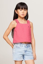 Tommy Hilfiger Pink Seersucker Strap Top - Image 4 of 6