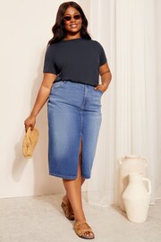 Curves Like These Navy Blue Crew Neck T-Shirt - Image 3 of 4