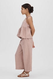 Reiss Pink Dani Senior Linen Loose Fit Trousers - Image 3 of 4