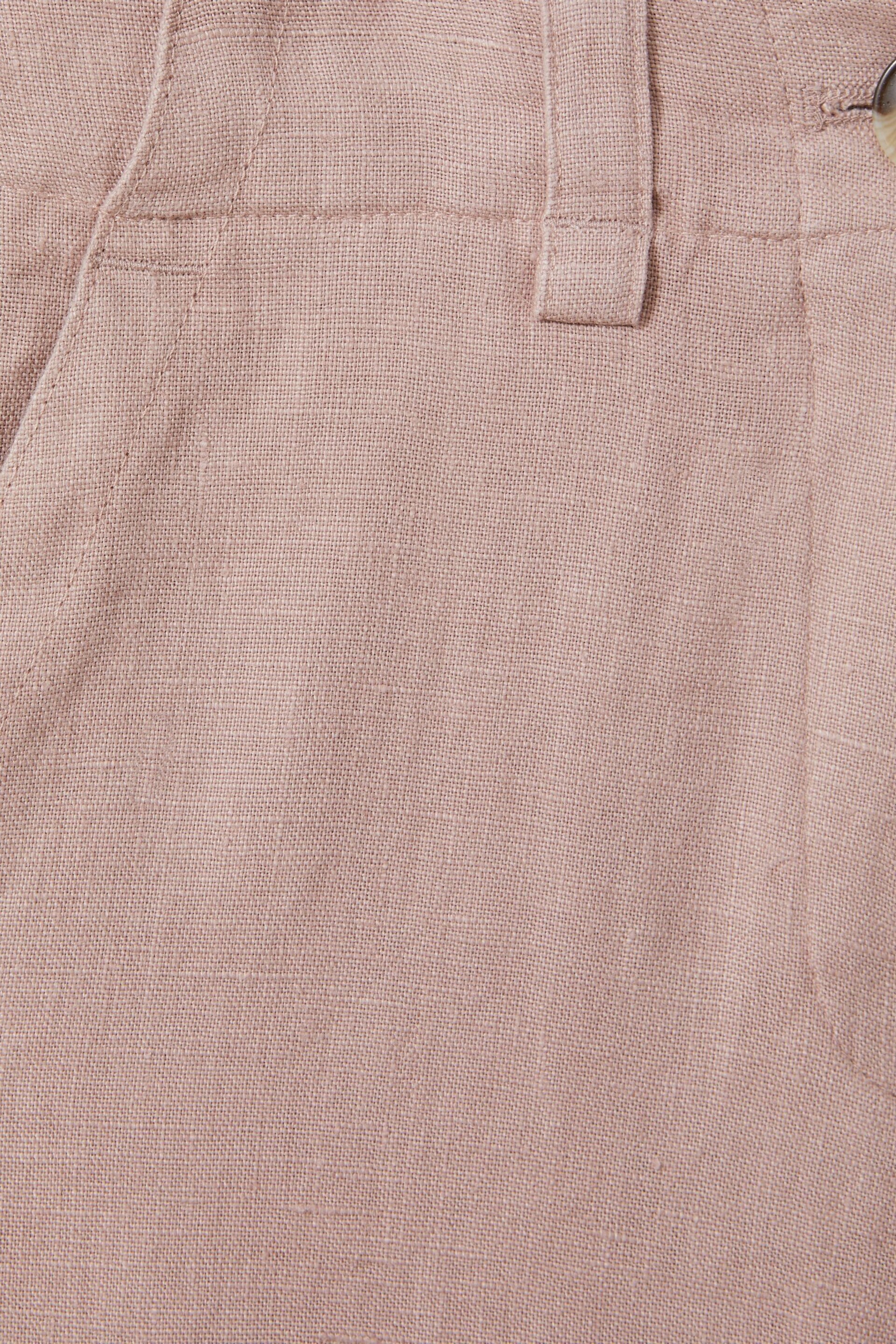 Reiss Pink Dani Senior Linen Loose Fit Trousers - Image 4 of 4