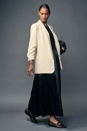 Cream Relaxed Ruched Sleeve Blazer - Image 2 of 7