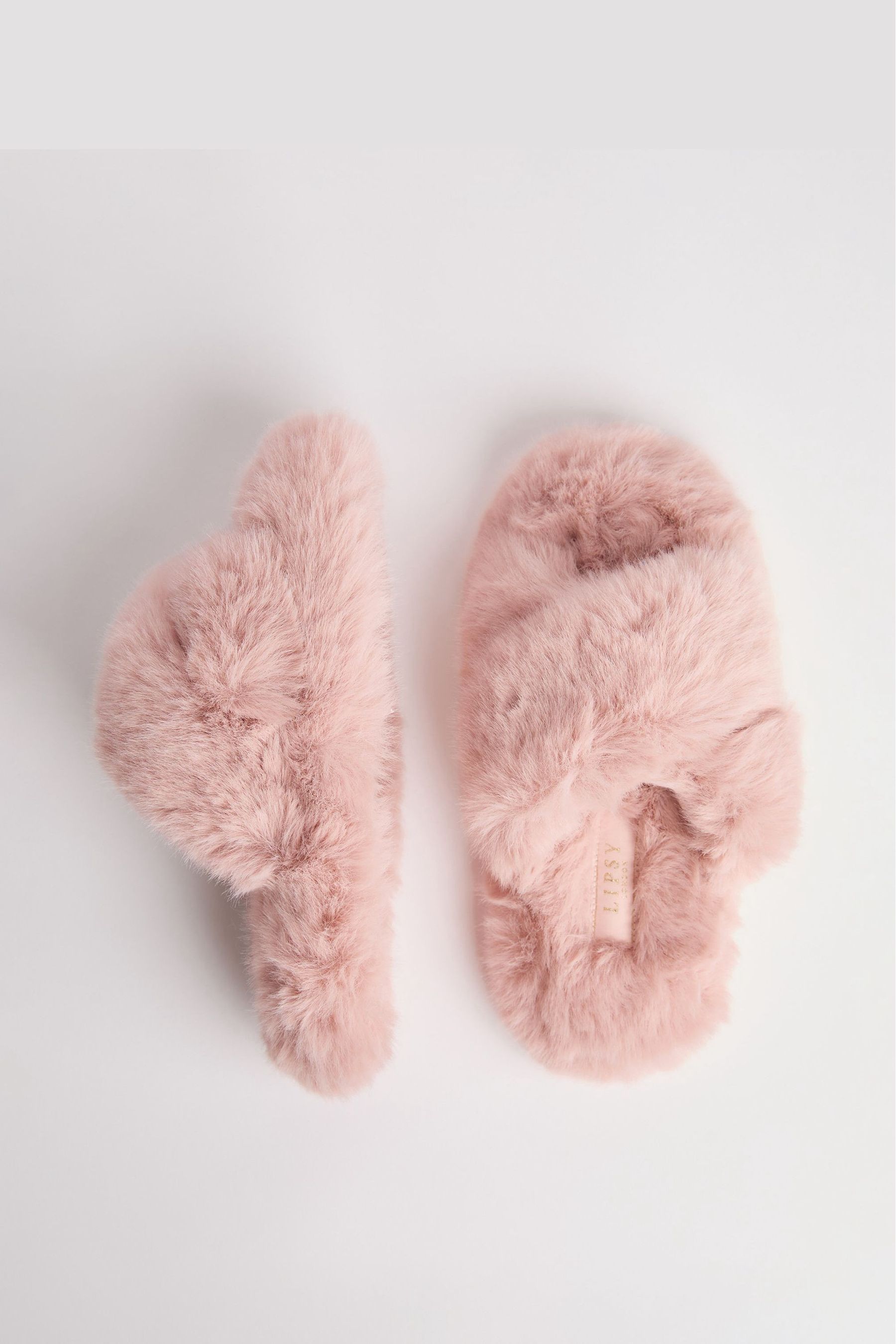 Pink faux fur slippers hot sale