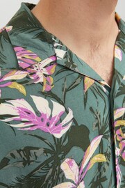 JACK & JONES Green Printed Revere Collar Short Sleeve Summer Shirt - Image 3 of 6