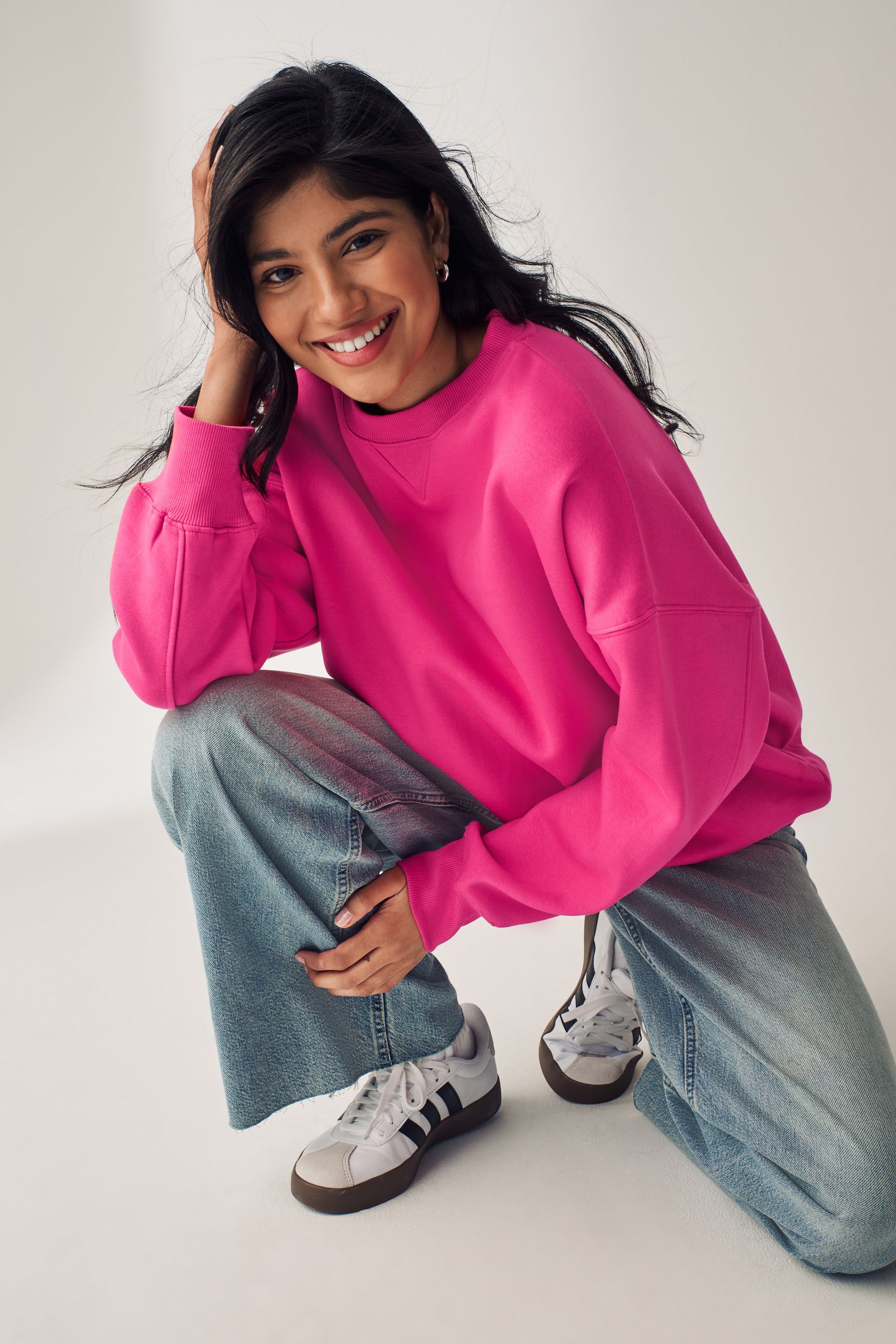 Pink oversized crew neck online