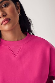 Pink Oversized Relaxed Fit Heavyweight Brushed Longline Crew Neck Sweatshirt - Image 4 of 6