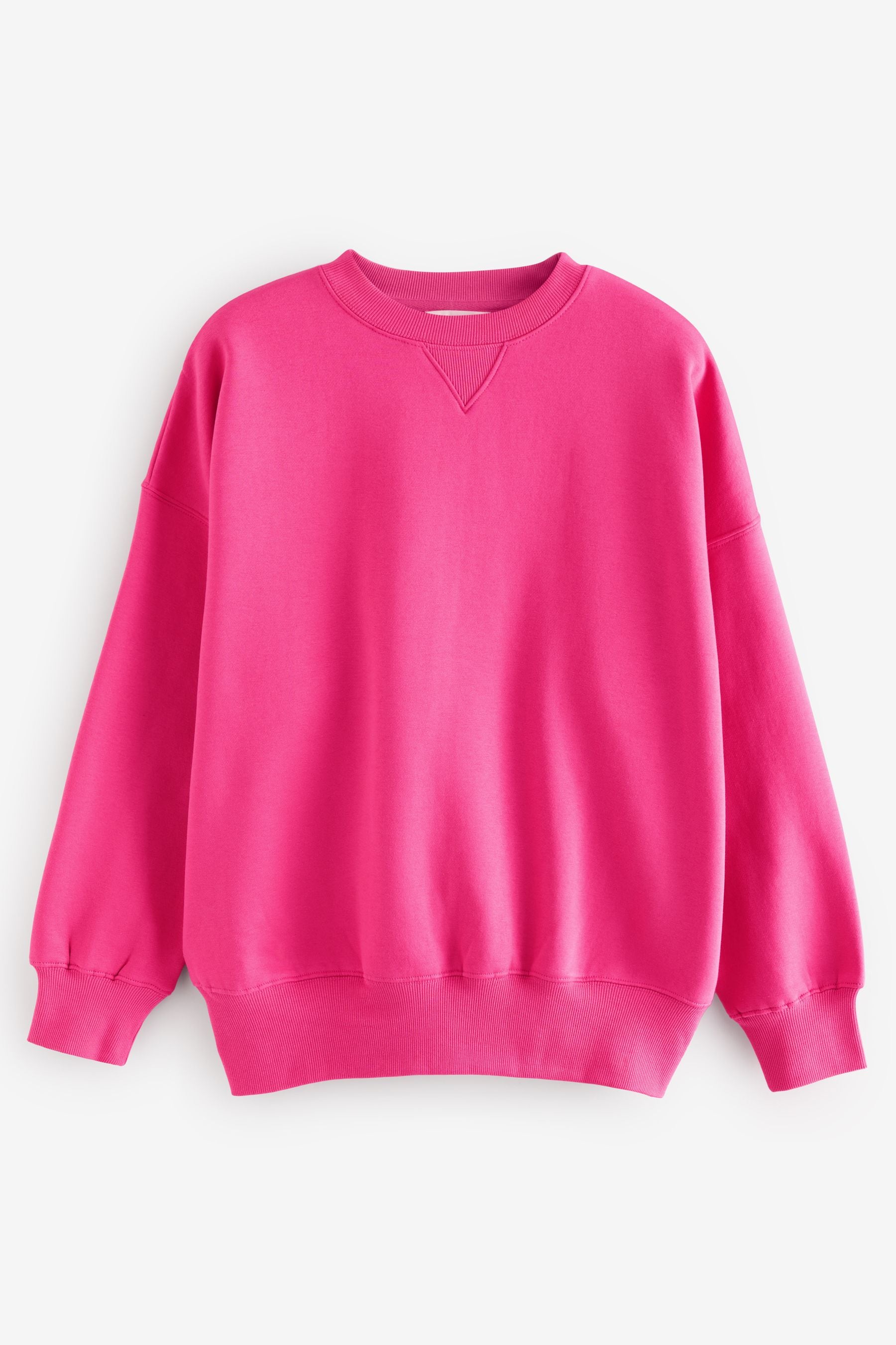Buy Pink Oversized Relaxed Fit Heavyweight Brushed Longline Crew Neck Sweatshirt from the Next UK online shop