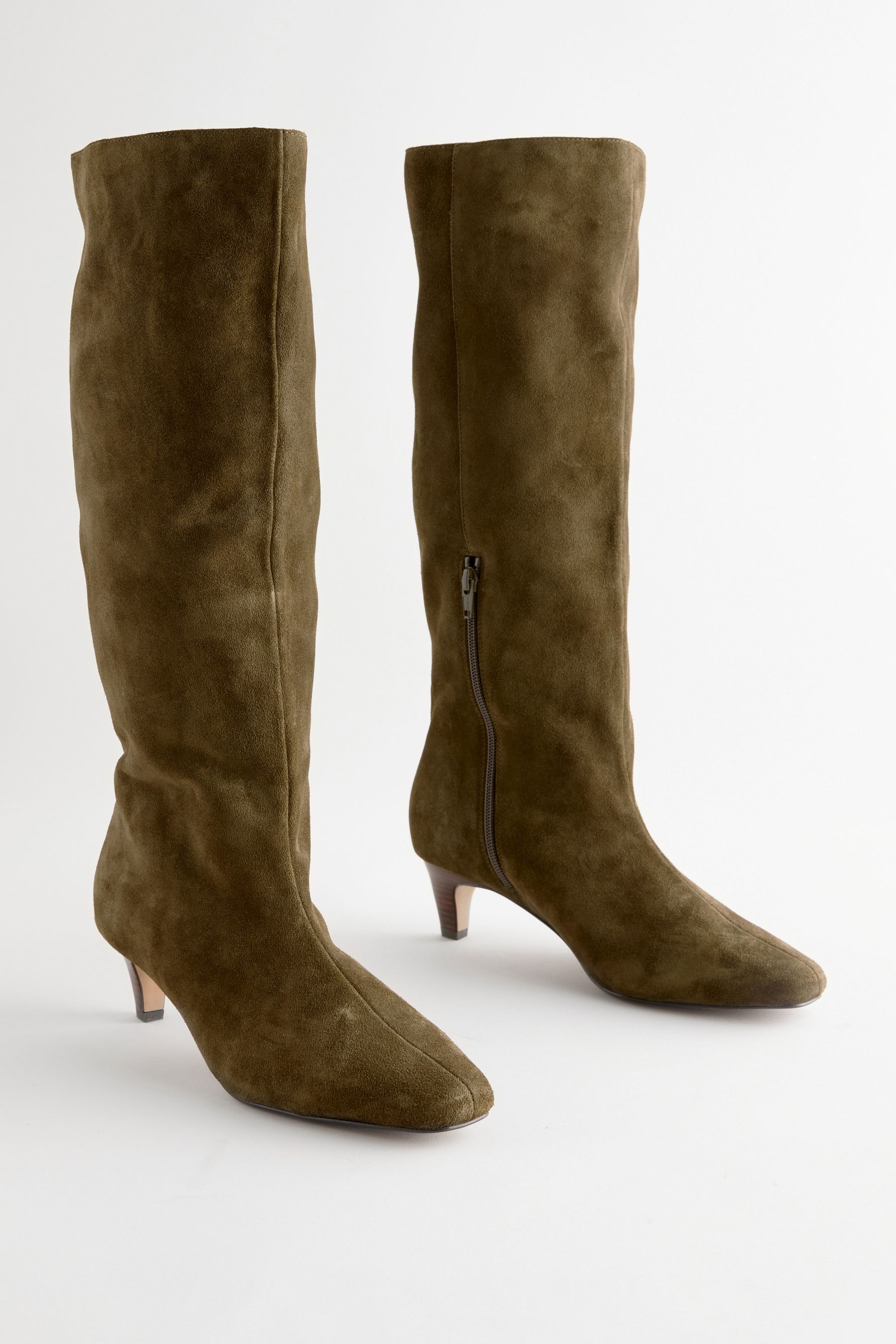 Knee high green suede boots sales