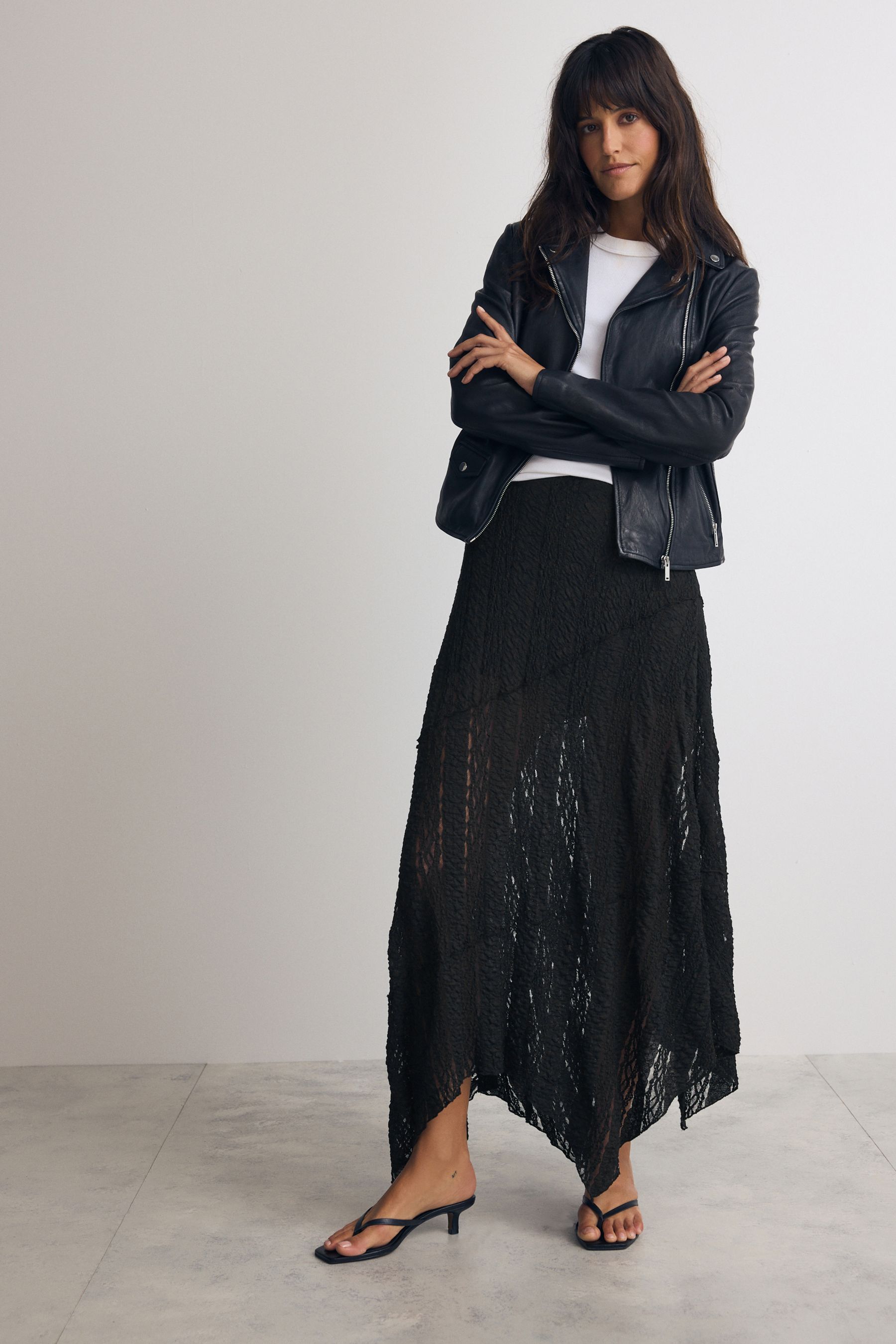 Elegant black lace maxi skirt cheap