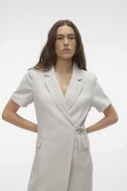 VERO MODA Cream Tailored Short Sleeve Wrap Dress - Image 2 of 5