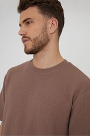 Threadbare Taupe Relaxed Fit Textured T-Shirt - Image 3 of 4