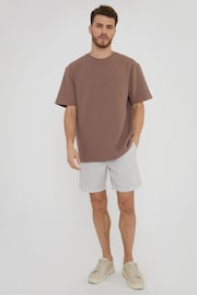 Threadbare Taupe Relaxed Fit Textured T-Shirt - Image 4 of 4