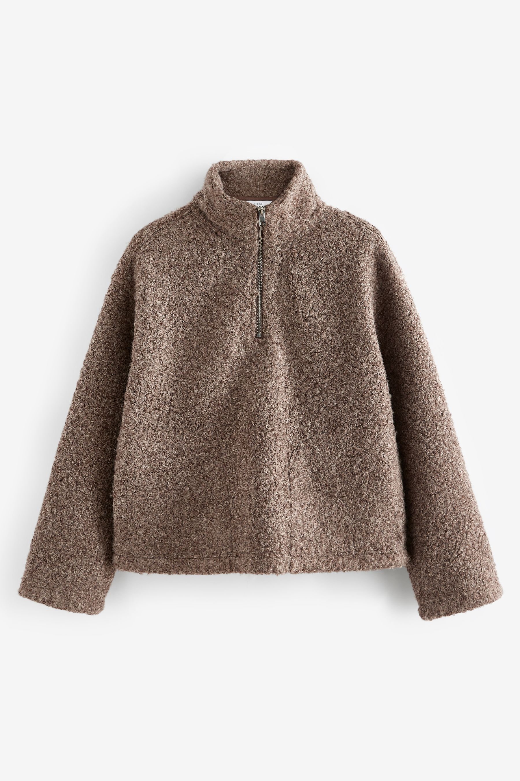 Buy Brown Borg Fleece Quarter Zip Neck Sweat Top from Next Ireland