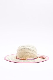 River Island Brown Girls Summer Dreaming Straw Hat - Image 1 of 2