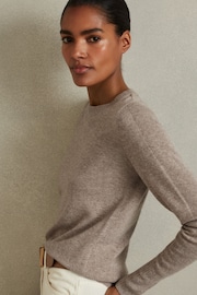 Reiss Neutral Annie Wool Blend Crew Neck Jumper with Cashmere - Image 1 of 5