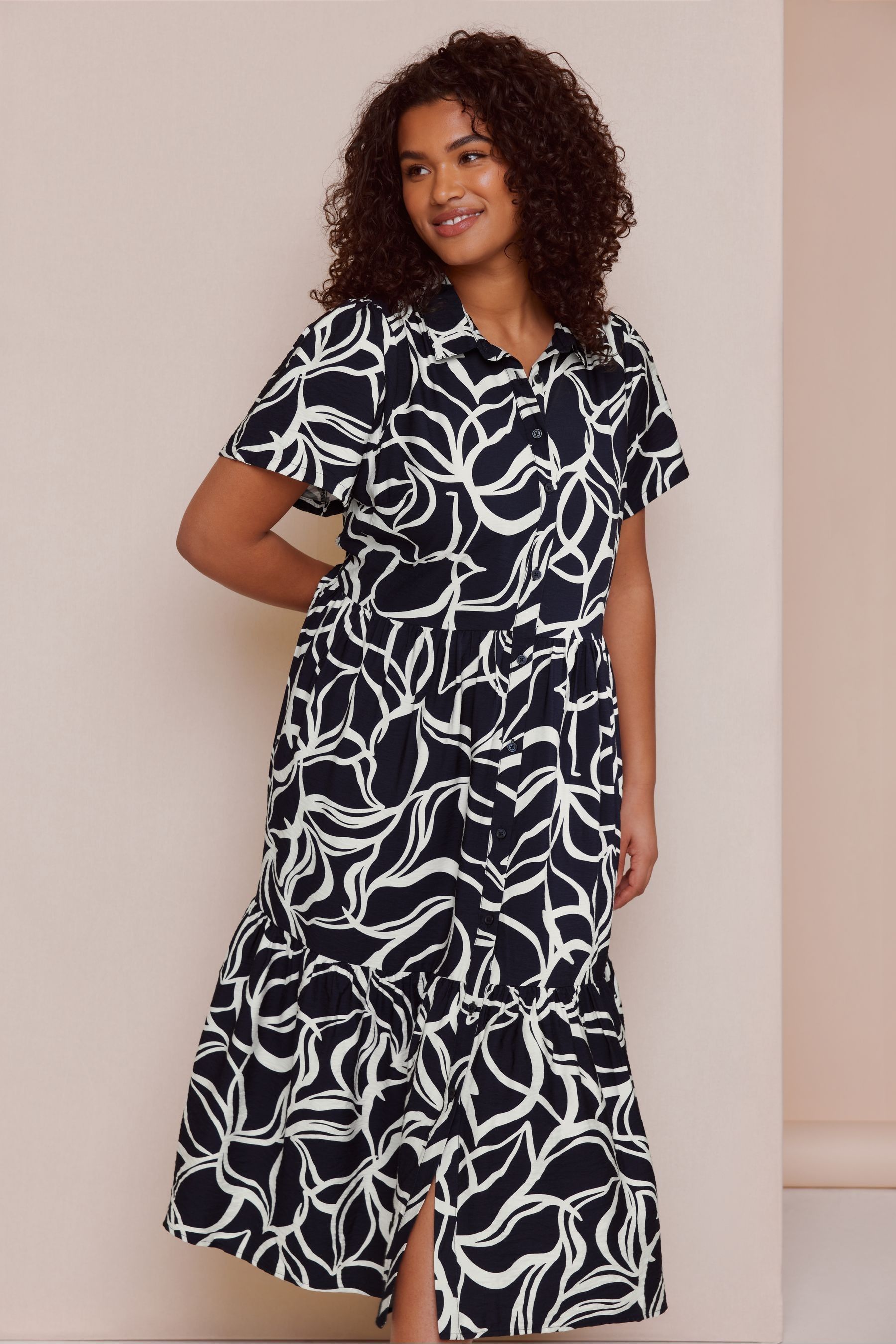 Buy Evans Curve Navy Blue White Midi Dress from Next South Africa