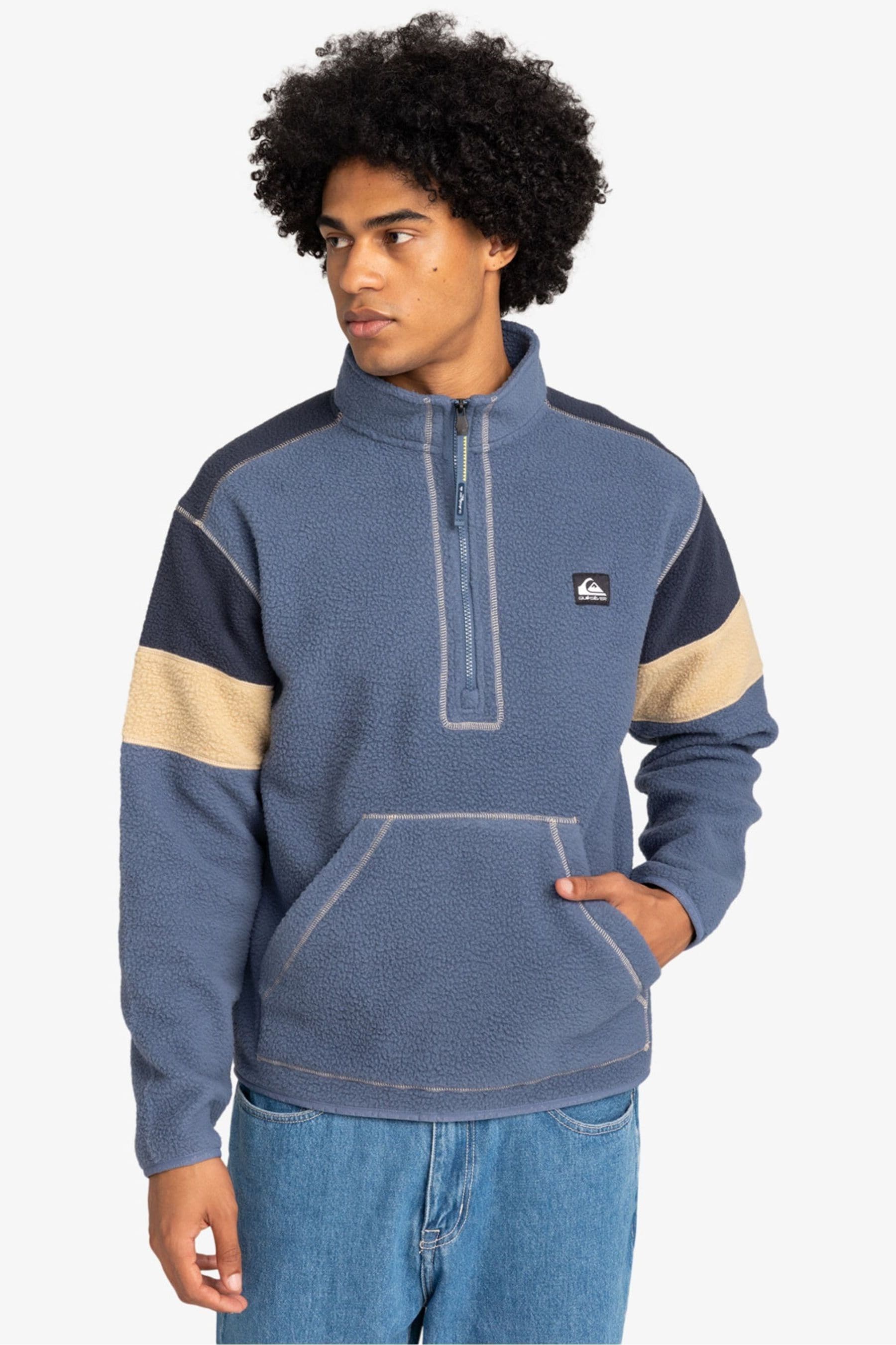 Buy Quiksilver Blue Clean Coast Borg Quarter Zip Fleece Jacket from the Next UK online shop