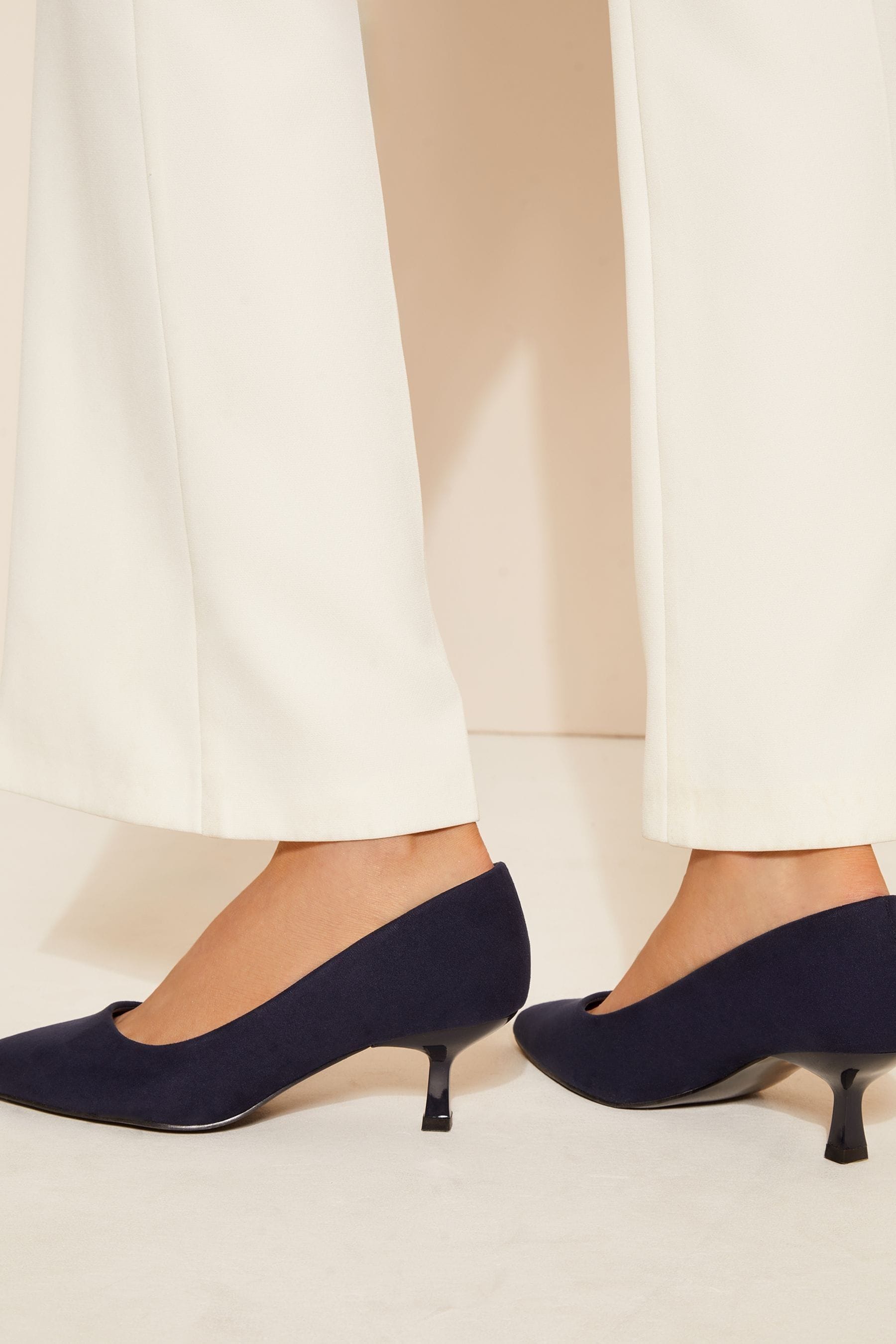 Buy Friends Like These Navy Blue Regular Fit Faux Leather Low Heel Pointed Toe Court Shoe from the Next UK online shop