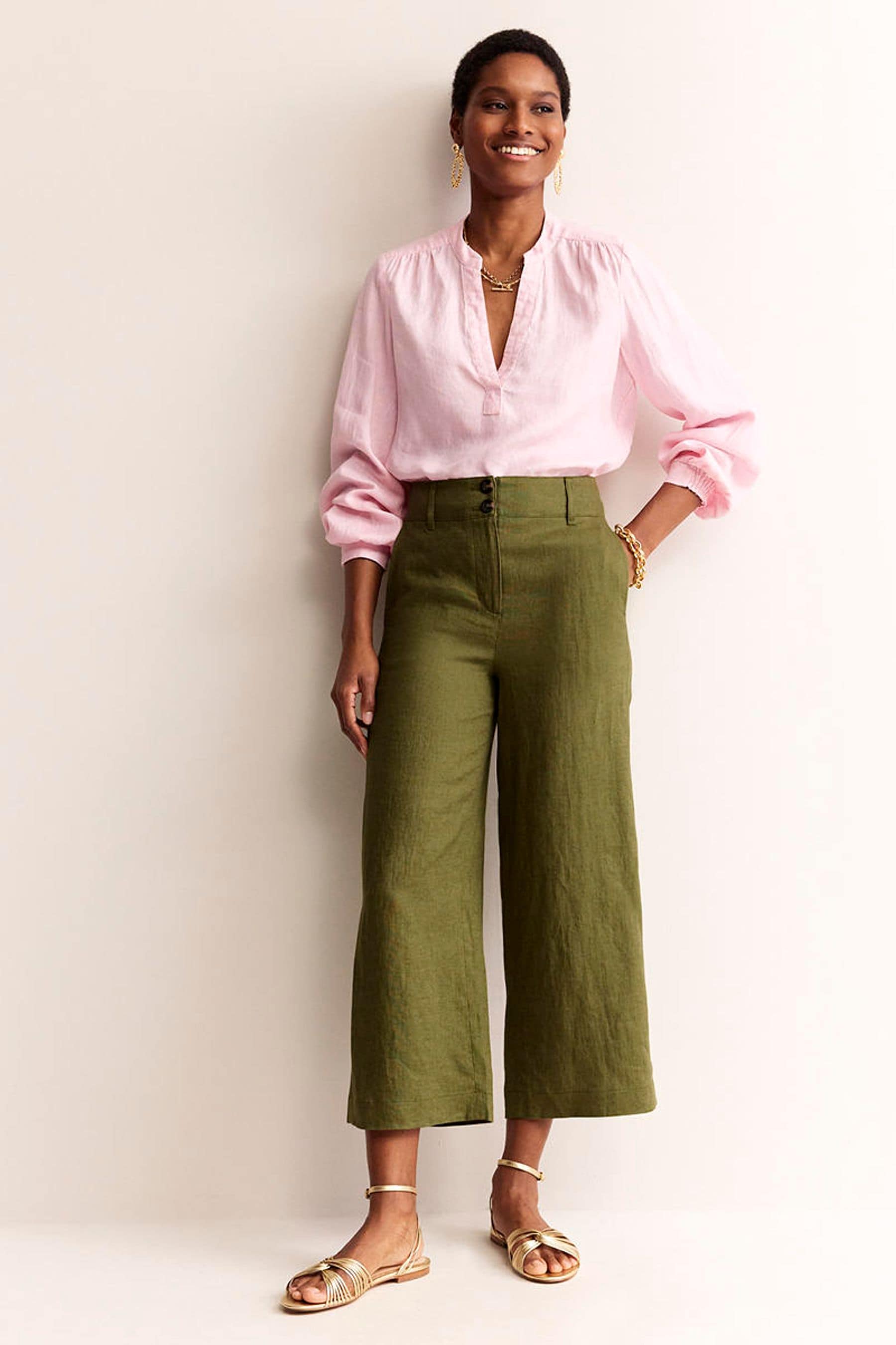 Cropped linen trousers next clearance
