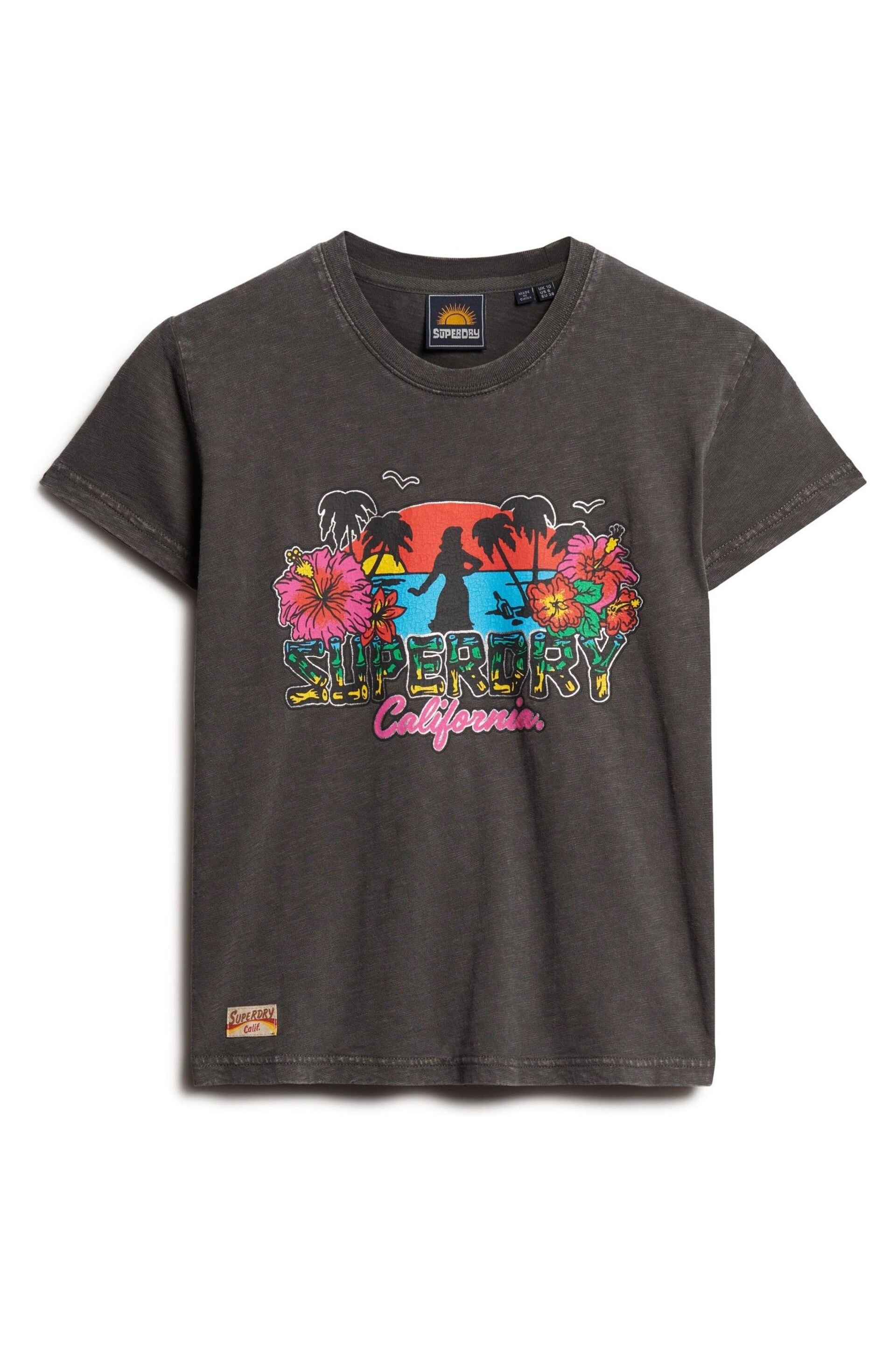 SUPERDRY Black SUPERDRY Cali Sticker Fitted T-Shirt - Image 4 of 6