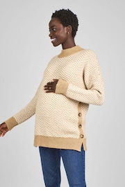 JoJo Maman Bébé Caramel Brown Turtle Neck Maternity & Nursing Jumper - Image 1 of 4